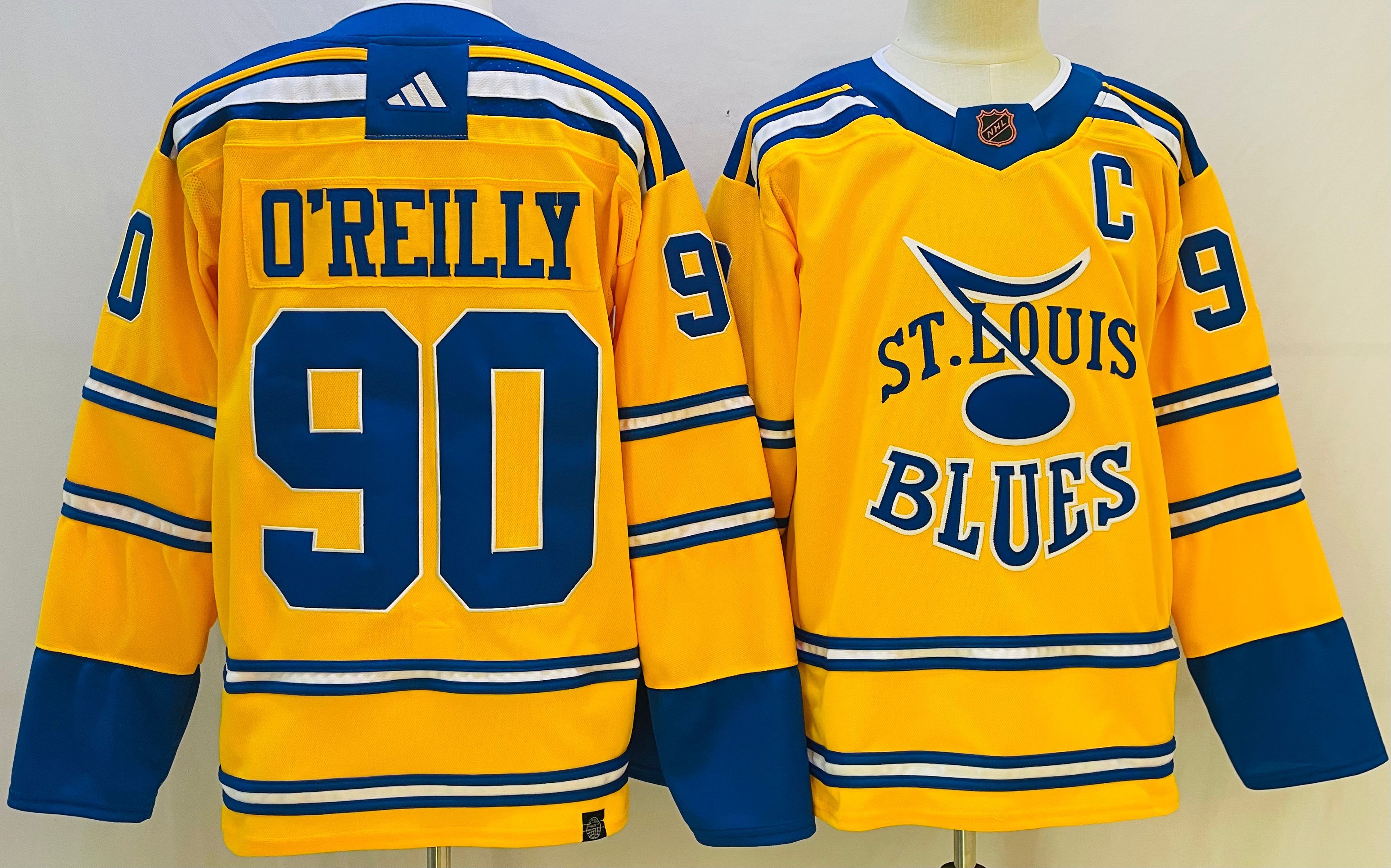 Men St.Louis Blues #90 Oreilly Yellow Throwback 2022 Adidas NHL Jersey->montreal canadiens->NHL Jersey